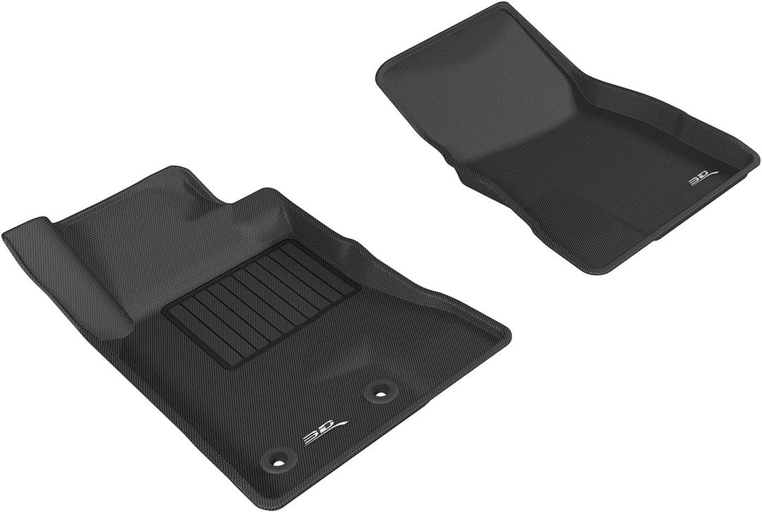 3D MAXpider Custom Fit Kagu Floor Mat (Black) Compatible with Ford Mustang 2015-2026 (2 Eyelets) - Front Row