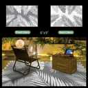 GENIMO Outdoor Rug 6' x 9' Waterproof for Patios Clearance, Reversible Outdoor Plastic Straw Camping Rug Carpet with LED String Light, Area Rugs Mats for RV, Camper, Deck, Balcony, Porch, Grey&White