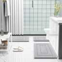 Buganda Bathroom Rugs, 30" x 20", Soft and Absorbent Microfiber Bath Rugs, Non-Slip Shaggy Shower Carpet, Machine Wash Dry Bath Mats for Bathroom Floor, Tub and Shower, Grey