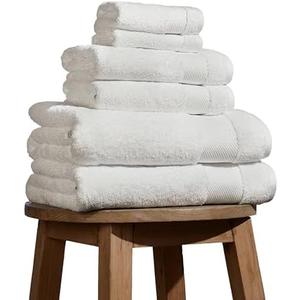 BIOWEAVES 100% Organic Cotton 700 GSM Plush 6-Piece Towel Set GOTS Certified, 2 Bath Towels, 2 Hand Towels & 2 Washcloths - Ivory, Beige Color