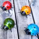 Metal Garden Wall Art Decorative Set of 4 Cute Ladybugs Outdoor Wall Sculptures