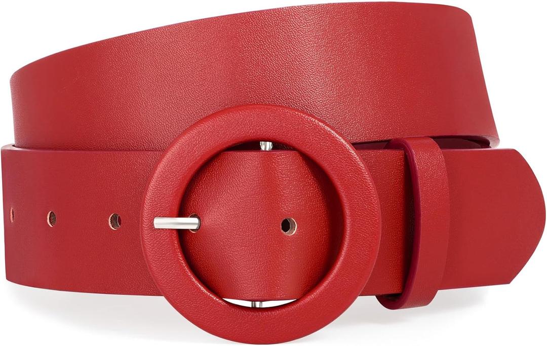 XZQTIVE Women's Wide Belt Fashion Candy Color Round Buckle Ladies Belt for Jeans Pants Dresses