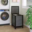 SMIBUY Double Laundry Hamper with Lid, 120L Bamboo Laundry Basket with Removable Liner Bag, 2-Section Clothes Divider Laundry Sorter for Laundry Room, Bathroom, Bedroom (Black), Large
