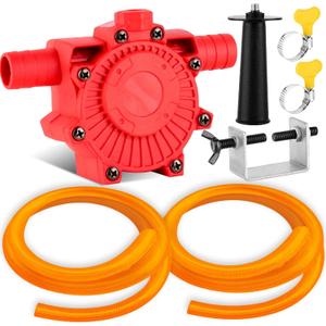 Portable Self Priming Water Drill Pump Attachment, Self Priming Pump Attachment for Drills with Suction and Discharge Hose for Water Oil Fluid Transfer