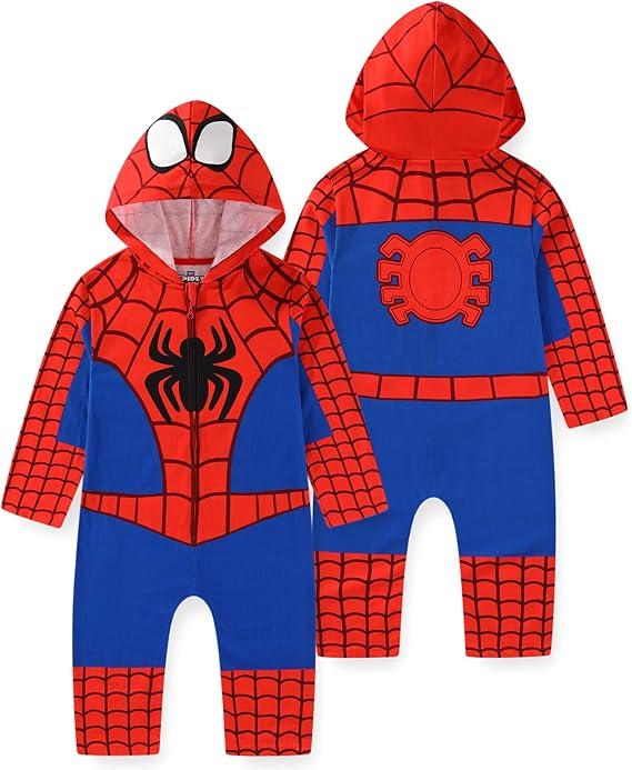 Marvel SpiderMan Boys Cosplay Hooded Coverall for Toddler, Size 5T