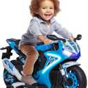 Kid Trax 6V Glow Electric Toddler Kids Motorcycle - Toddler Bike, Indoor/Outdoor Toys, Durable, LED Headlights and Body Light, Realistc Sounds, Kids Ride On Toys, Max Weight 65lbs, Ages 3+, Blue, Medium