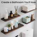BAYKA Floating Shelves for Wall, Book Shelf for Bedroom, Decor Shelves for Living Room Kitchen, Mounted Wood Floating Shelf for Home Decor, Corner Shelf for Bathroom, Office(Dark Brown,Set of 4)