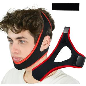 Anti Snoring Chin Strap, Chin Strap for Sleeping, Premium Airflow Jaw Strap, Stop Snoring Chin Strap, Snoring Solution for Men and Women, Breathable Chin Strap, Snoring Chin Strap (Red~)