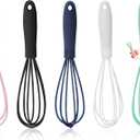 5 Pcs Silicone Mini Whisk - Stainless Steel Dough Whisk, Non Stick Hand Tiny Balloon Wire Whisk, Milk Egg Frother for Blending, Whisking, Beating, Stirring, Baking