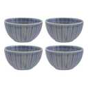 Creative Co-Op Medium Stoneware Ribbed Bowl with Reactive Glaze, Light Blue, Set of 4