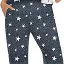 Ekouaer Pajamas for Women Set 2 Piece Lounge Set Short Sleeve Pjs Joggers Long Pants Sleepwear with Pockets, Size XL