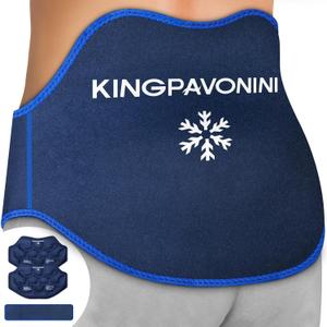 KingPavonini Extra Large Ice Pack for Back Pain Relief with Extension Strap, 2 Pack Reusable Lower Back Gel Ice Pack Wrap for Lumbar Surgery, Sciatica, Herniated Disc, Coccyx Pain, Cold/Hot Therapy (Blue)