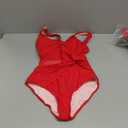 SUUKSESS Women Sexy Mesh Tummy Control One Piece Swimsuit Push Up Bathing Suit (Small, 119 Red)