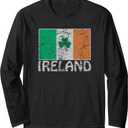 Distressed Ireland Flag Shamrock Cool Irish Flags Long Sleeve T-Shirt Large