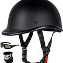 Yesmotor Vintage Motorcycle Half Helmet - Lightweight Low Profile Open-Face Half-Face Helmet – DOT Approved (Matte Black, L)