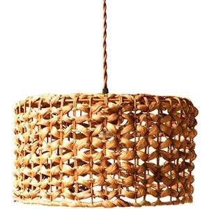 Minimalist Pendant Lamp Handwoven Rattan Pendant Light Vintage Weaving Chandelier E27 Natural Round Wicker Shade Height Adjustable Retro Rattan Hanging Light for Kitchen Island, Living Room