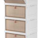 CTSNSLH 4 Tier Plastic Storage Bins with Lid - 27.5Qt Stackable with Lids for Bedroom, Living Room, Office - Foldable Containers, Household Organization (White)