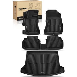 YHTAUTO Floor Mats & Cargo Mat Compatible with Subaru Crosstrek 2018-2023, Impreza 2017-2023 (Not Hybrid), TPE All Weather Car Mats Anti-Slip Floor Liner, 1st & 2nd Row & Trunk Mat, Set of 4