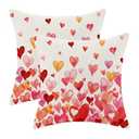 CXMEIFLY Valentines Pillow Covers 18 x 18 Inch Set of 2 for Watercolor Red Pink Yellow Love Heart Decor Throw Pillows Spring Holiday Outdoor Farmhouse Decorative Cushion Cases for Couch Decoration
