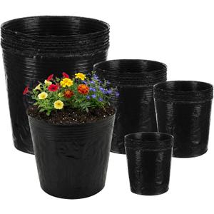 60 Pcs Nursery Bags 0.2 & 0.6 & 2 & 3 Gallon Thicken Soft Plastic Seedling Pots Seed Plant Bags with Drainage Holes for Large Flowers Trees Vegetables Indoor Outdoor Women Gardening Gifts