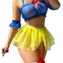 Mixxmix Lingerie for Women Sexy Outfits Snow White Lingerie Fairy Lingerie 7 Piece Princess Lingerie Set with Stocking M