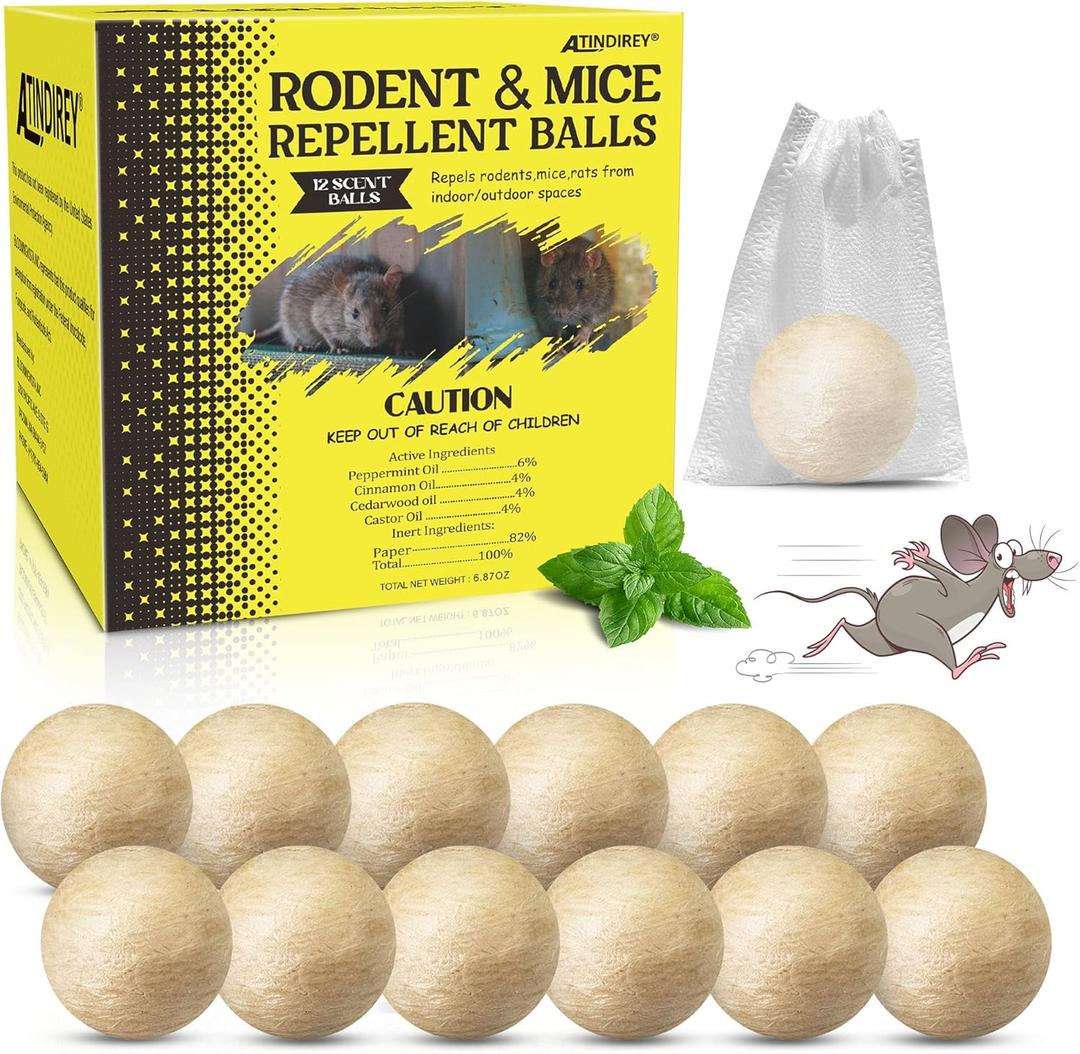 Rodent & Mice Repellent 12 PCS,Mouse Repellent Balls for Longer Lasting