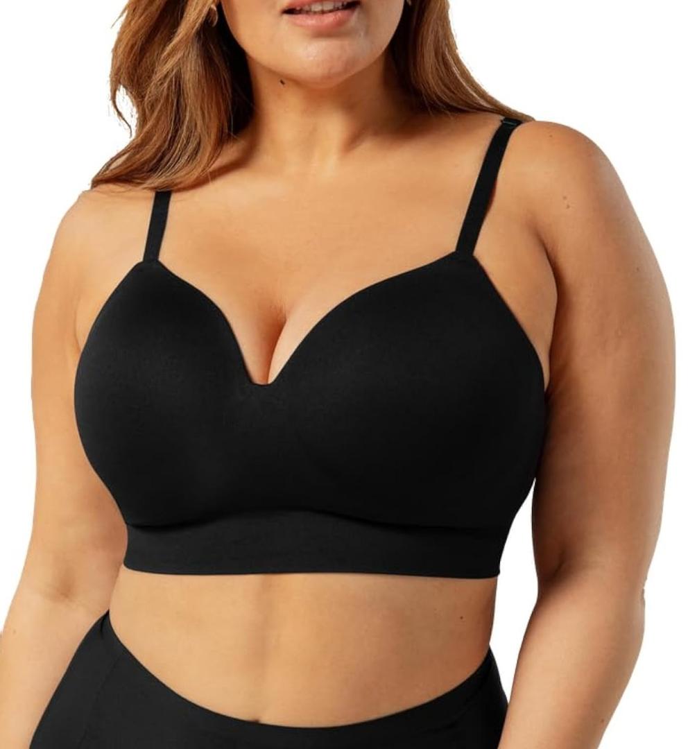 Truekind Bras for Women No Underwire, Seamless Bra, Plus Size Adjustable Bralette, Wireless Bras for Women 2XL