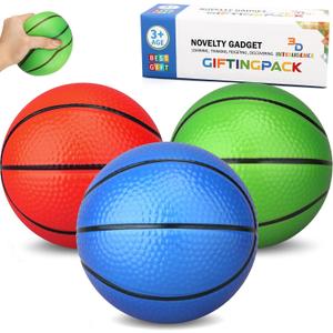 Mini Foam Basketball for Hoop, 5" Squeeze PU Balls for Over The Door Hoop, Replacement Balls for Kids Adults, Beach Indoor Outdoor Sport Game Gift Set 3 PCS (Rainbow) (Multicolored)