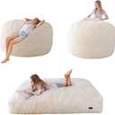 MAXYOYO Giant Bean Bag Chair Bed for Adults, Convertible Beanbag Folds from Lazy Chair to Floor Mattress Bed, Large Floor Sofa Couch, Big Sofa Bed, High-Density Foam Filling, Machine Washable (Full, Beige)