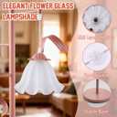 ZidDolk Pink Flower Floor Lamp, Cute Standing Lamp with Glass Shade, Kids Floral Tall Lamp with Foot Switch, 3 Light Lotus Floor Lamp for Living Room, Elegant Corner Lamp for Girls Bedroom Reading