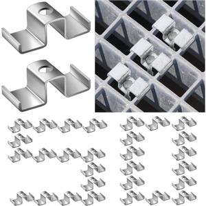 50 Pcs Grating Clip Saddle Clip Galvanized Carbon Steel for Screw Size 1/4 Inch for Industrial Flooring Drainage Systems Mezzanines Walkways Stair Treads