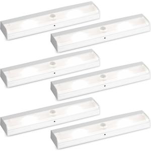 Brilliant Evolution Wireless LED Stair Light 6 Pack - Motion Sensor, Battery-Operated, Stick-On - for Closet, Indoor Steps - Motion-Activated Night Light