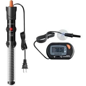 HiTauing Aquarium Heater 25W/50W/100W/200W/300W, Adjustable Knob Fish Tank Heater with Digital Thermometer, Submersible Betta/Turtle Tank Heater for Freshwater and Saltwater Tanks
