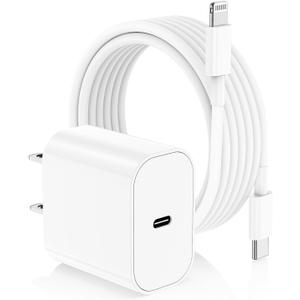 iPhone Fast Charger, Type C Wall Charger Block Plug and 10ft USB C to Lightning Charging Cable Cord Long, Power Adapter Cube Brick Box for Apple iPhone 14 Pro Max/14 Plus/14/13/12 Mini/11/XS Max/XR/X