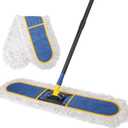 KeFanta 36" Commercial Dust Mops for Floor Cleaning,Industrial Dry Mop with Heavy Duty Long Handle,Large Cotton Reusable Mop Head,for Hardwood,Tile,Concrete,Laminate,Garage Floors(Blue)