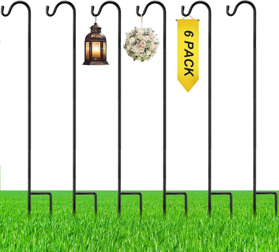 6 Pcs 60 Inch Shepherds Hook for Outdoor Adjustable Bird Feeder Pole Metal Steel Shepard Hooks for Hummingbird Stand Feeder Pole for Garden Plant, Lantern, Hanging Wedding Decor