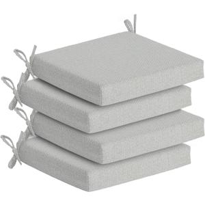 Goodgoods 20 x 20 Outdoor Chair Cushions Set of 4, Fade-Resistant & Water-Resistant Patio Seat Cushion Pads with Ties, 30D High-Resilience Foam for Dining Room Kitchen Chairs, Light Gray