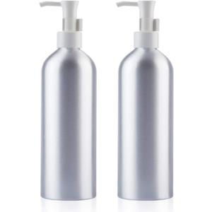 Pump Bottles Aluminum 500ml/16.9oz Metal Lotion Pump Bottle Refillable Soap Dispenser Shampoo Bottle with Lock for Hand Sanitizer Bath Gel Cream (2 Pack)