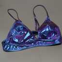 Women's Metallic Crop Tops Shiny Light-Support Rave Bra Swimsuit Top