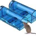 Blinc [2-Pack] Humane Mouse Trap - Catch and Release No-Kill Rodent Traps for Indoors & Outdoors - Safe for Children & Pets - Reusable Mouse Catcher for Kitchen, Pantry & Garage (Transparent Blue)