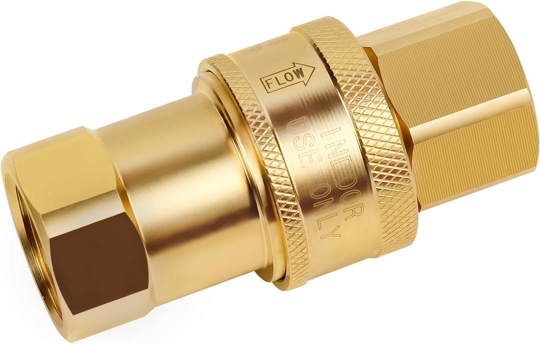 Quick Connect Hose Fitting, 3/4" Gas Hose Connection, Solid Brass Dual Female NPT 3/4, Intended for Kitchen Equipment and Indoor