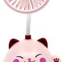 6 x Cute Pink Cat Desk Fan with Pen Holder Cat Fan for Women, Animal Fan, Funny Office Accessories, Cat Lover Gift, Small USB Fan, Aesthetic Decor