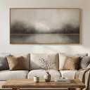Large Framed Rustic Canvas Wall Art for Living Room, Neutral Abstract Nature Modern Prints Paintings Artwork for Walls, Horizontal Lake Landscape Pictures Wall Decor for Bedroom and Office, 30x60 In