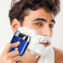 Mini Electric Shaver for Men Women, Pocket Dual Head Shaver, Rechargeable Waterproof Compact Travel Electric Razor, USB Close Battery Portable Razor for car, Travel, Office, Home use (Blue)