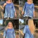 IN'VOLAND Plus Size Tops for Women 3/4 Sleeve Shirts Tunic Tops to Wear with Leggings Loose Fit Summer Fall Clothes (Blue, XXXL)