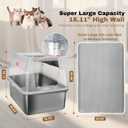 XXL Stainless Steel Sifting Litter Box with Lid, Fully Enclosed 8" Deep Metal Cat Litter Box, Leak-Proof, for Pine Pellets or Non-clumping Litter, for Large & Multi-Cats, with Litter Mat & Scooper