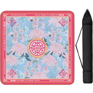 Blue Mahjong Mat with Rules No Crease No Slip - 3mm, 31.5" x 31.5", 31.1 x 31.1 inches
