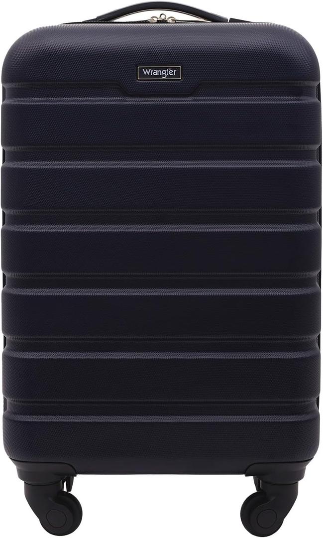 Wrangler 20" Spinner Carry-On Luggage, Navy Blue (Carry-On 20-Inch, Dark Navy)