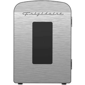 Frigidaire Portable 9-Can Mini Cooler Fridge, 5L, Brushed Stainless Rugged, Window, EFMIS189-SS, Clear Door, Glass (CLEAR DOOR)