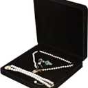 LETURE Velvet Jewelry Set Box, Velvet Gift Box for Bracelet Necklace Earring Ring (Black)
